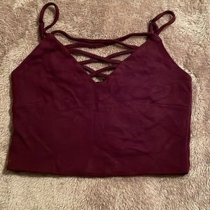 Forever 21 purple zippered crop top with spaghetti straps size small